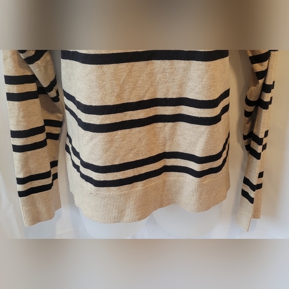 Striped Off-Shoulder Sweater - Tan and Black - Picture 5 of 10